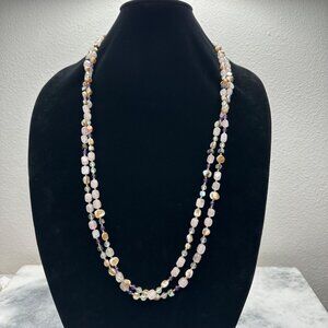 AIL Aluma Necklace Natural Stone Two Strand Necklace 925 Sterling Clasp Boho